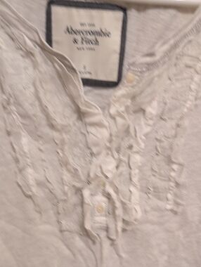 Abercrombie & Fitch Cream Tee with Gray Trim